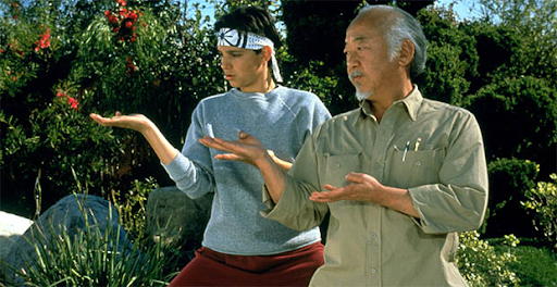 Picture 1 - Daniel San and Mr Miyagi practicing Kata.