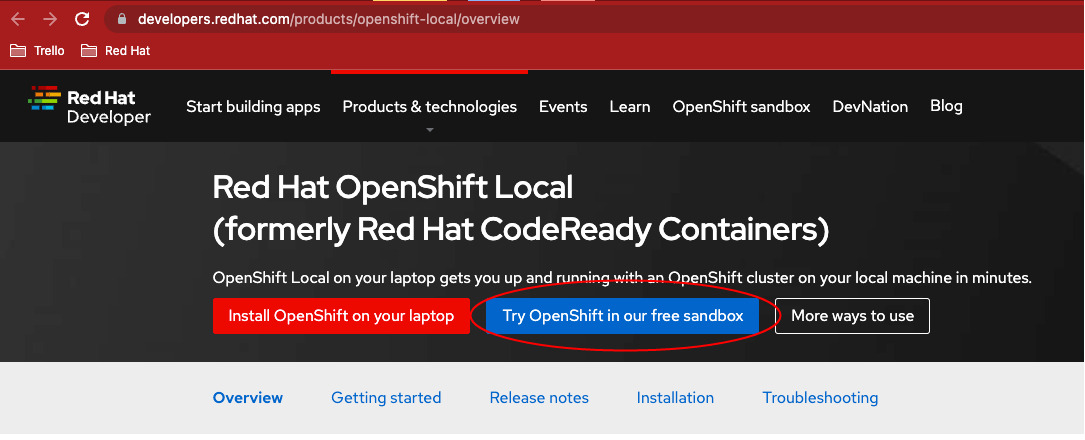 Try OpenShift in our free sandbox